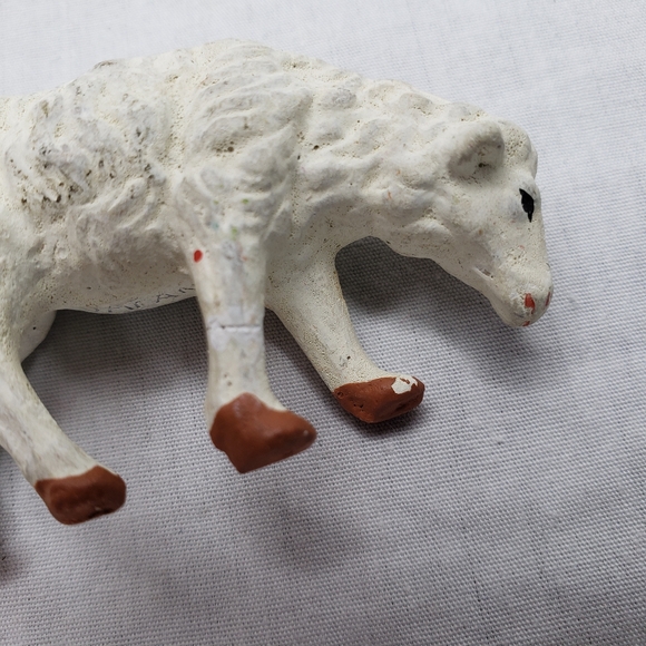 Vintage Easter Spring Display Chalkware Lambs Decorative Ceramic Egg - Picture 3 of 8